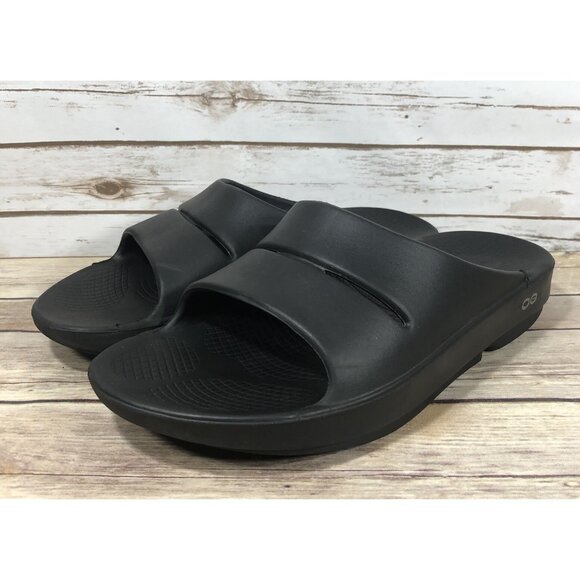 Oofos Ooah Sport Recover Sandls Womens Size 10 Rubber Slip On Black Slides - Picture 1 of 11